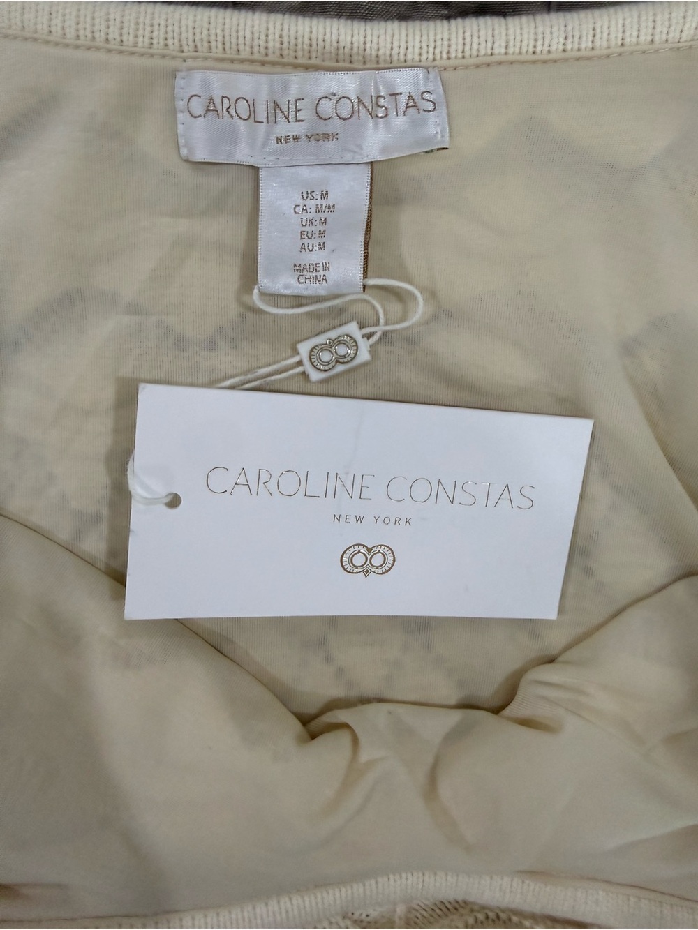 NWT Caroline Constas Openwork Crochet Knit Maxi Dress Ivory Cream Medium Chic - Picture 9 of 9